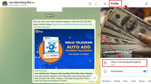 cách lấy link nhóm telegram