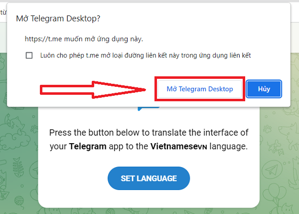 chuyển telegram sang tiếng việt