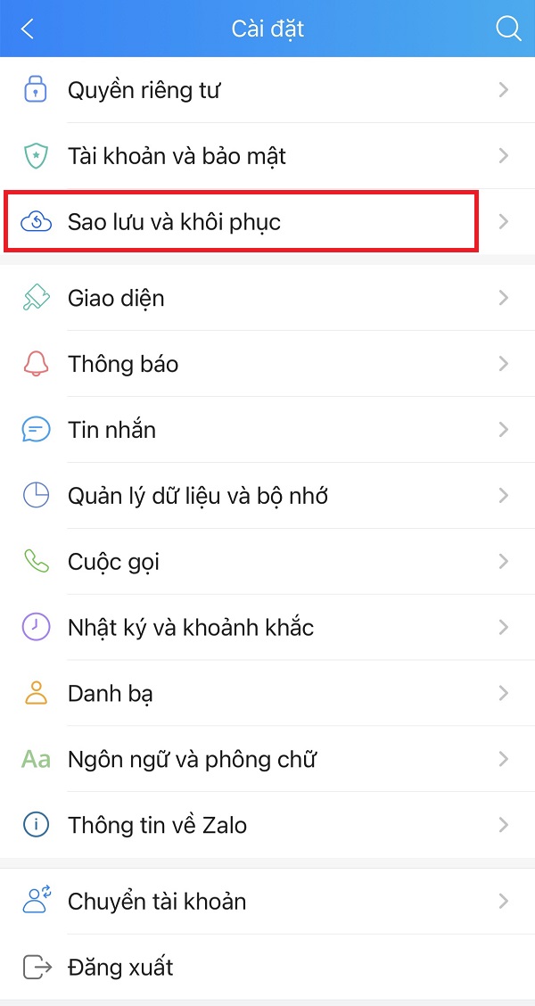 cách sao lưu tin nhắn zalo trên iphone