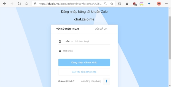 Đăng nhapak tài khoản Zalo Web theo đường dẫn link: chat.zalo.me