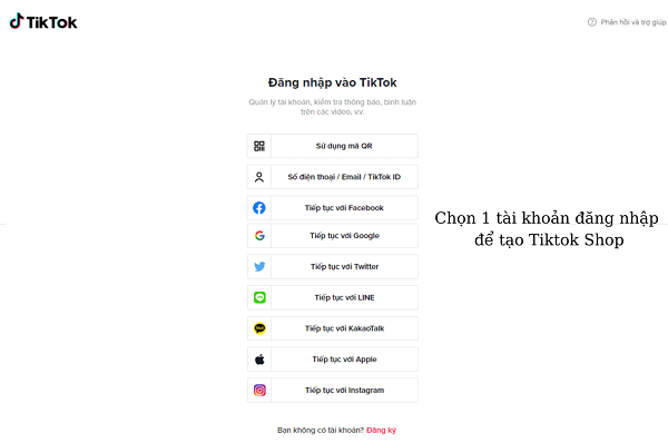 Đăng ký/đăng nhập tài khoản TikTok bằng các phương thức