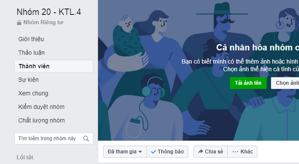 Chọn mục “thành viên” nhóm