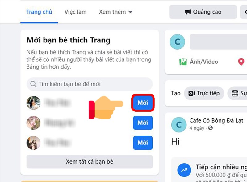 Mời like Fanpage