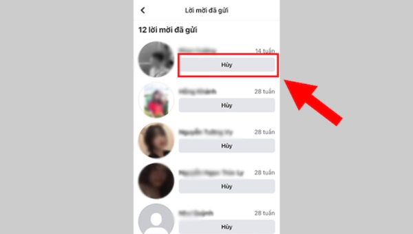 hủy lời mời kết bạn trên facebook