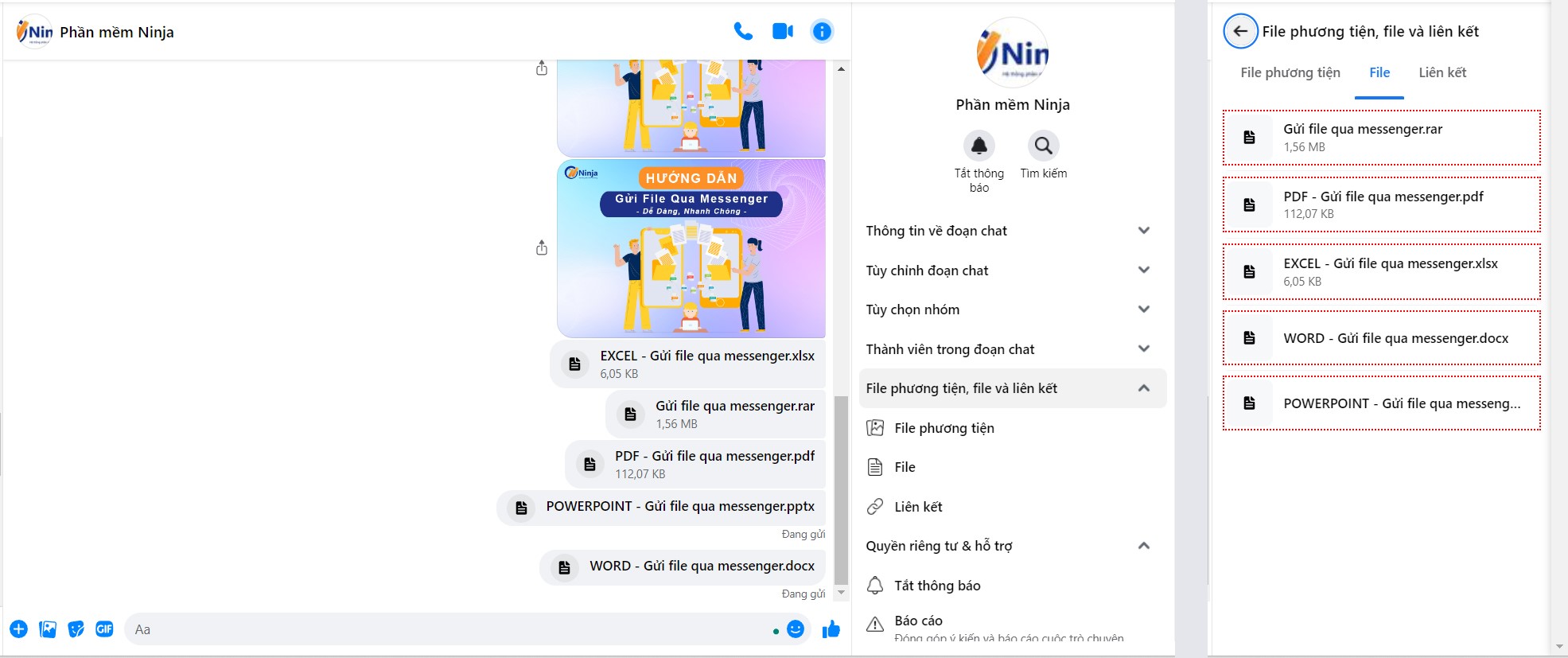 Xem lại những file đã gửi qua messenger