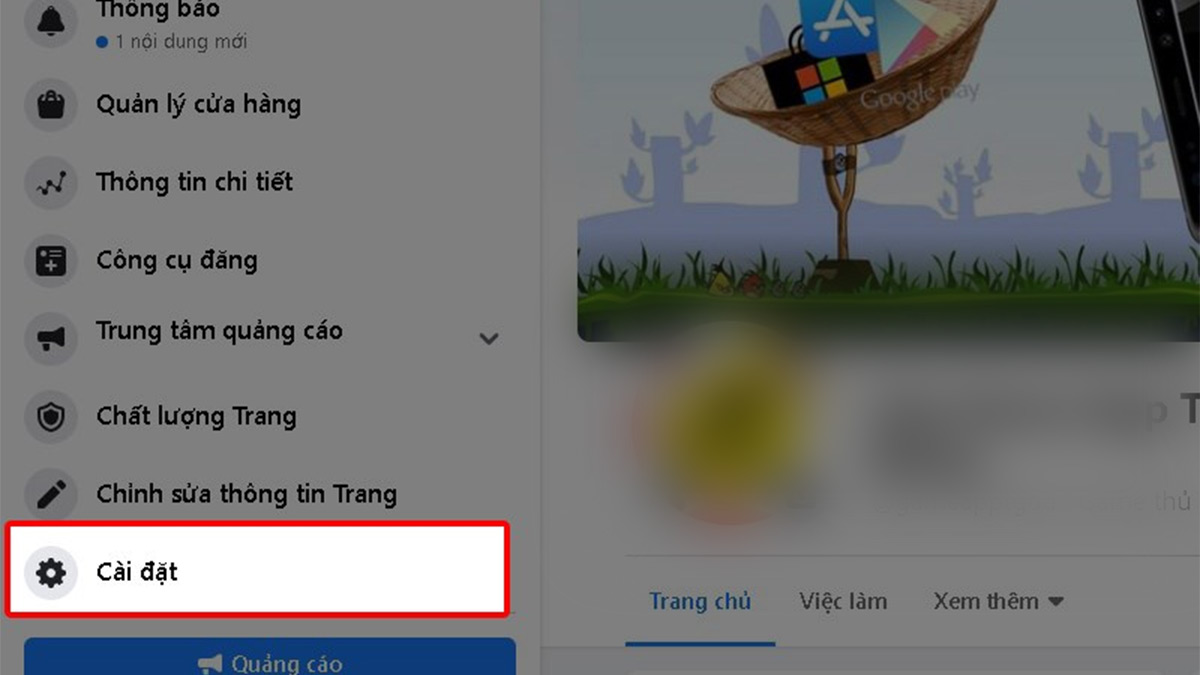 Quản lý trang phía bên trái màn hình