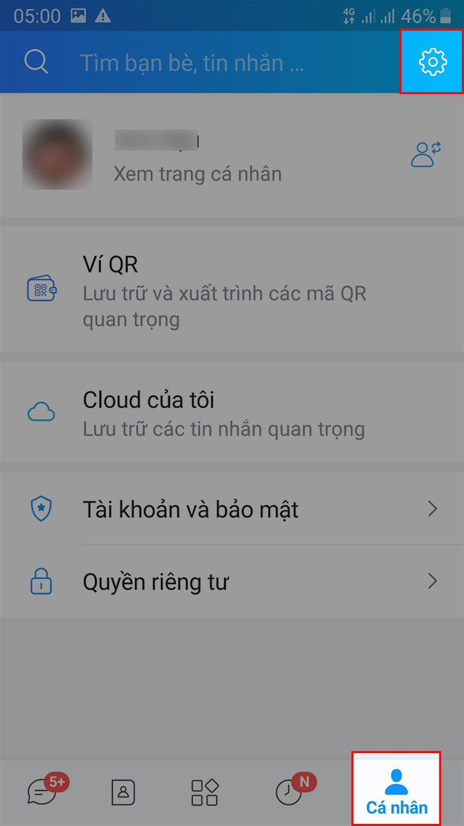 Mở ứng dụng Zalo & truy cập vào Cài đặt