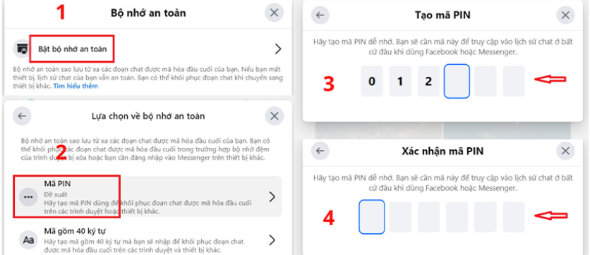 Sử dụng bộ nhớ an toàn Facebook trên máy tính khôi phục tin nhắn mã hóa đầu cuối trên messenger